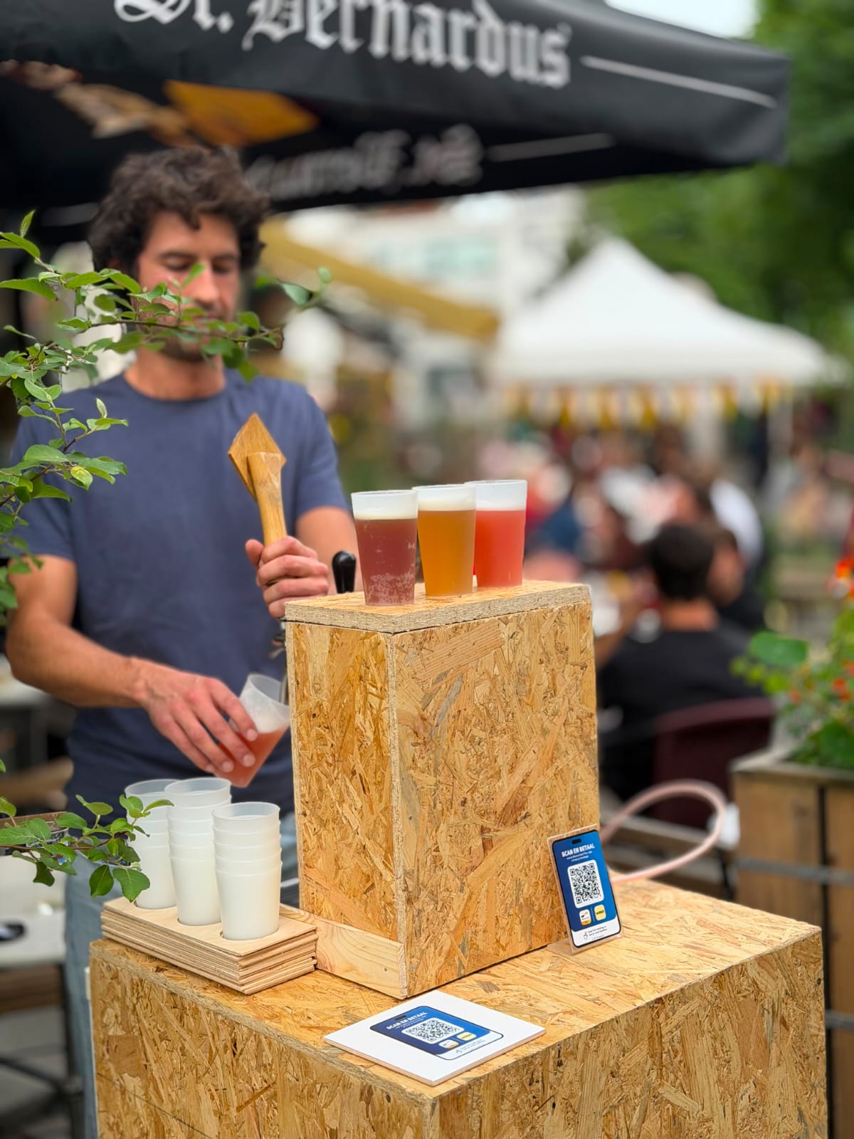 Onze mobiele tap op een event, met drie bieren uitgeschonken